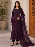 R127 - Unstiched Animal Print Cotton Suit with Long Patch - Purple