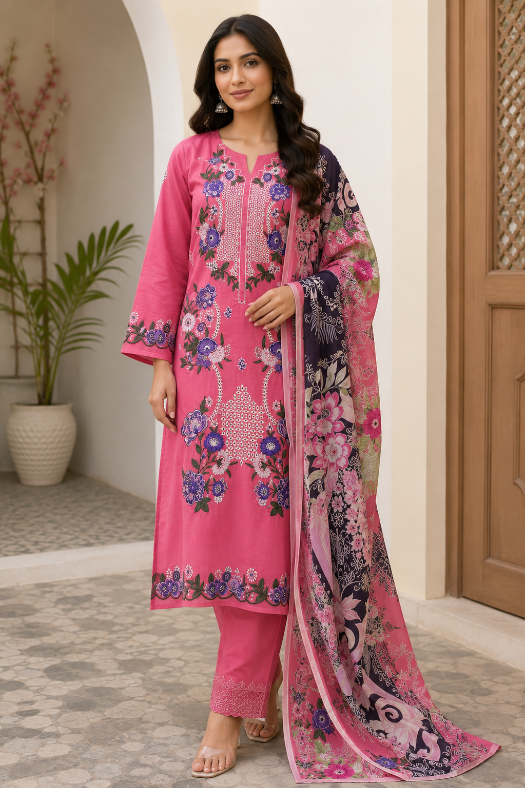 R102 - Unstiched Chikankari Cotton Suit