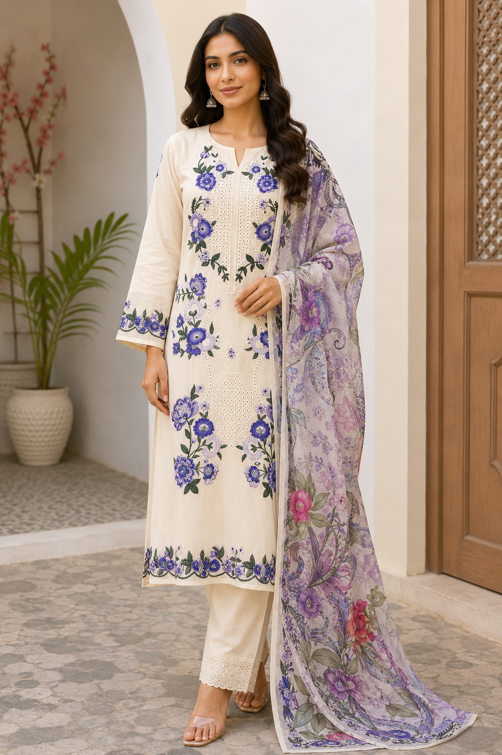R103 - Unstiched Chikankari Cotton Suit