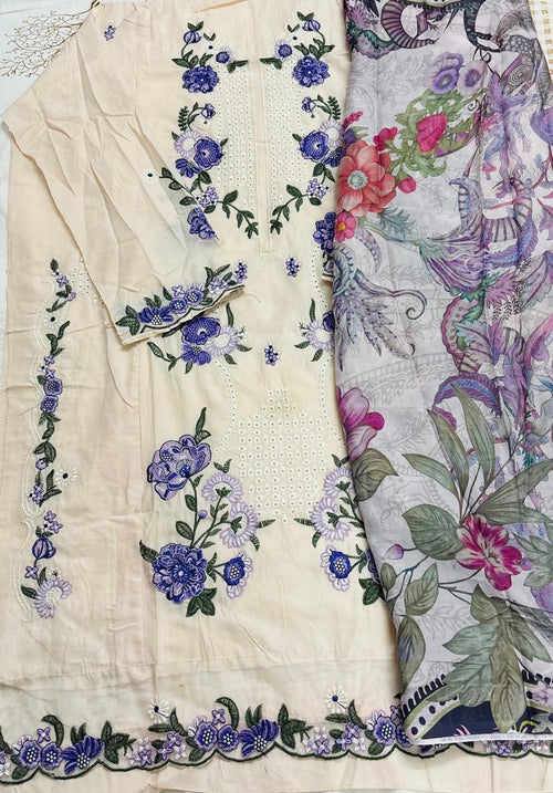 R103 - Unstiched Chikankari Cotton Suit