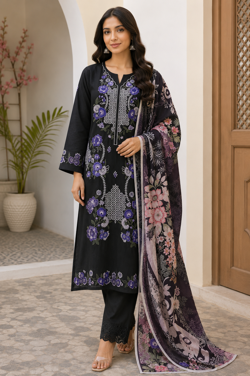 R104 - Unstiched Chikankari Cotton Suit