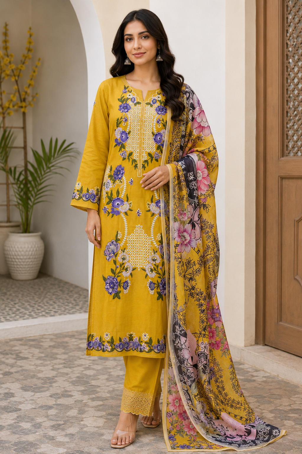 R105 - Unstiched Chikankari Cotton Suit