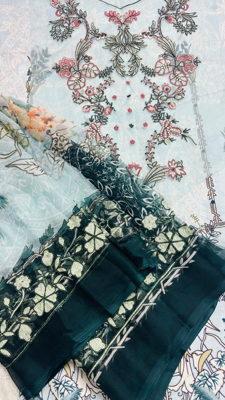 R108 - Unstiched Embroidered with Heavy Patch Cotton Suit