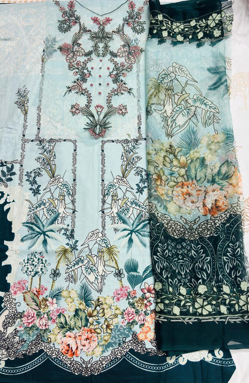R108 - Unstiched Embroidered with Heavy Patch Cotton Suit