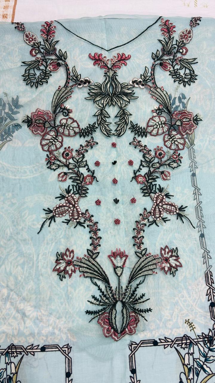 R108 - Unstiched Embroidered with Heavy Patch Cotton Suit