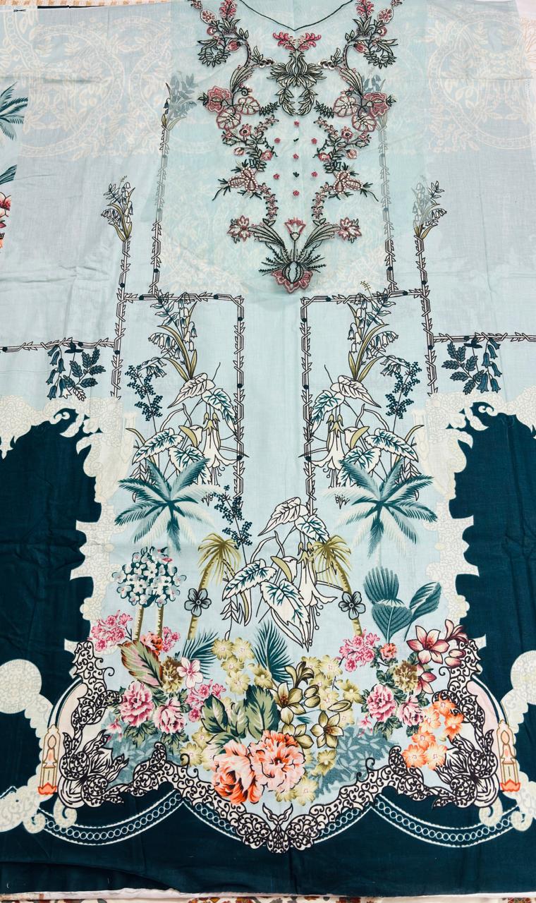 R108 - Unstiched Embroidered with Heavy Patch Cotton Suit