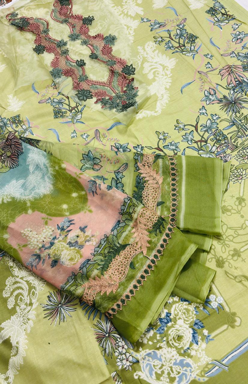 R109 - Unstiched Embroidered with Heavy Patch Cotton Suit