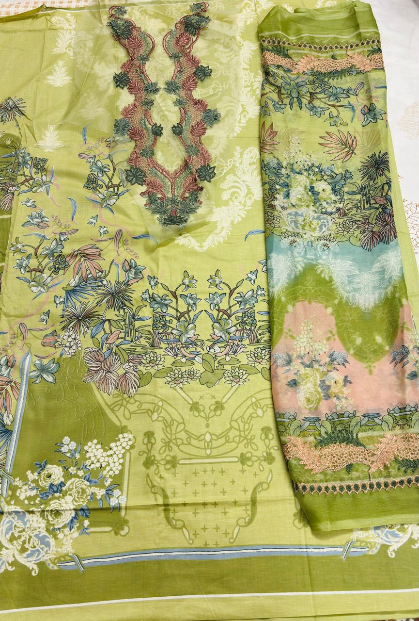 R109 - Unstiched Embroidered with Heavy Patch Cotton Suit