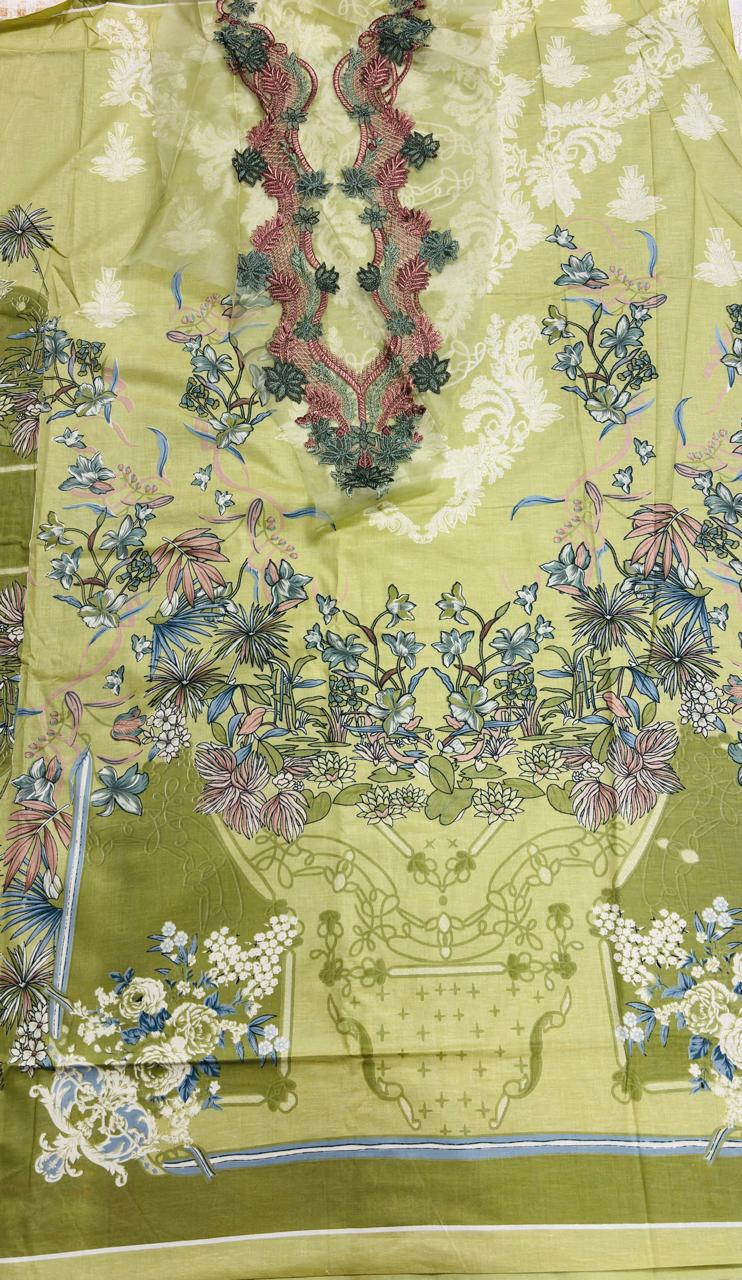R109 - Unstiched Embroidered with Heavy Patch Cotton Suit