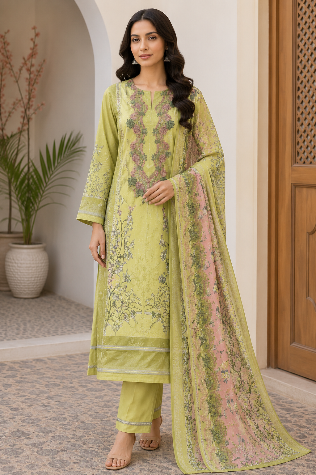 R109 - Unstiched Embroidered with Heavy Patch Cotton Suit