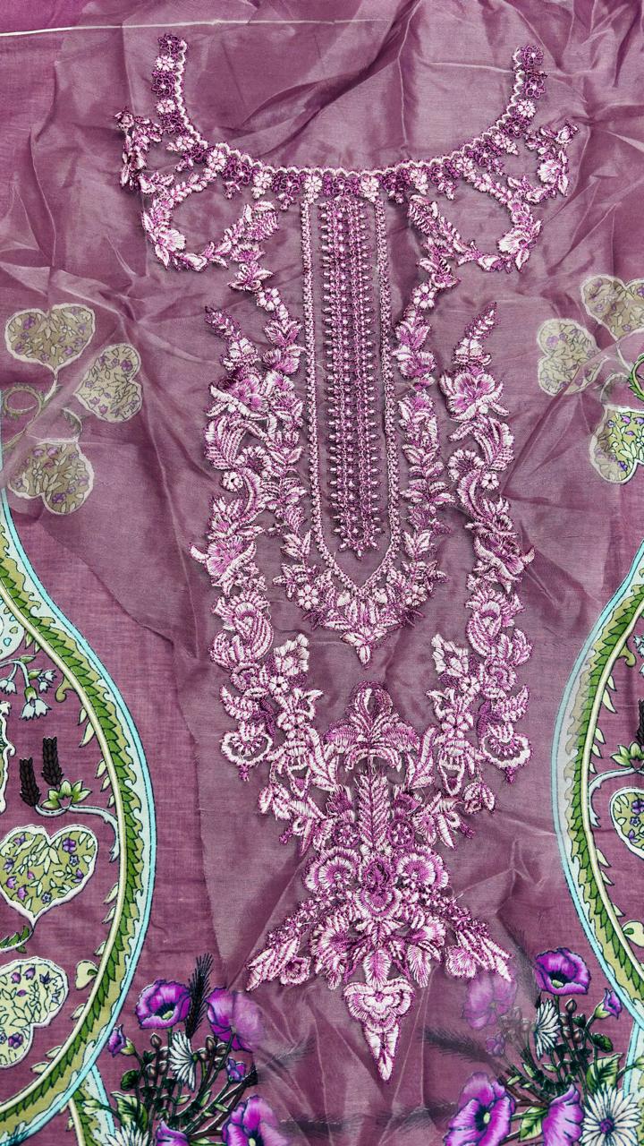 R110 - Unstiched Embroidered with Heavy Patch Cotton Suit