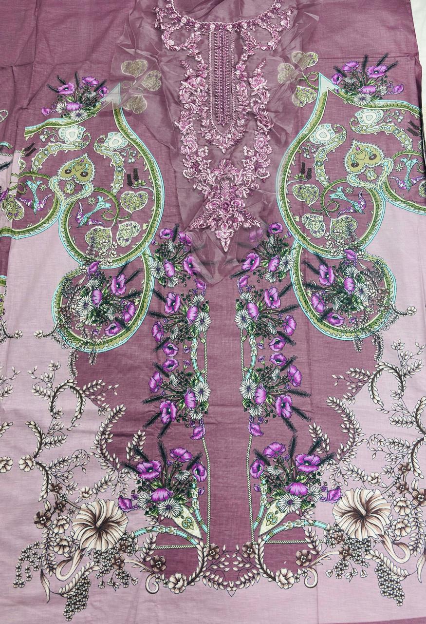 R110 - Unstiched Embroidered with Heavy Patch Cotton Suit