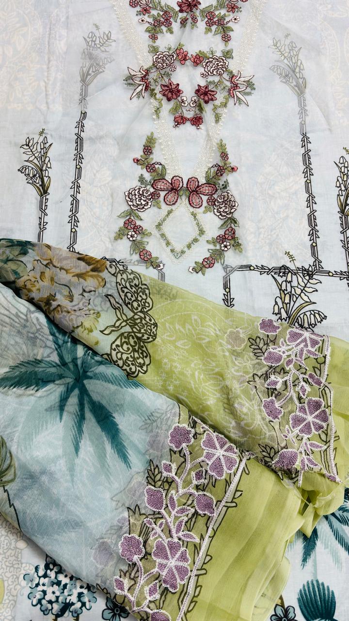 R111 - Unstiched Embroidered with Heavy Patch Cotton Suit