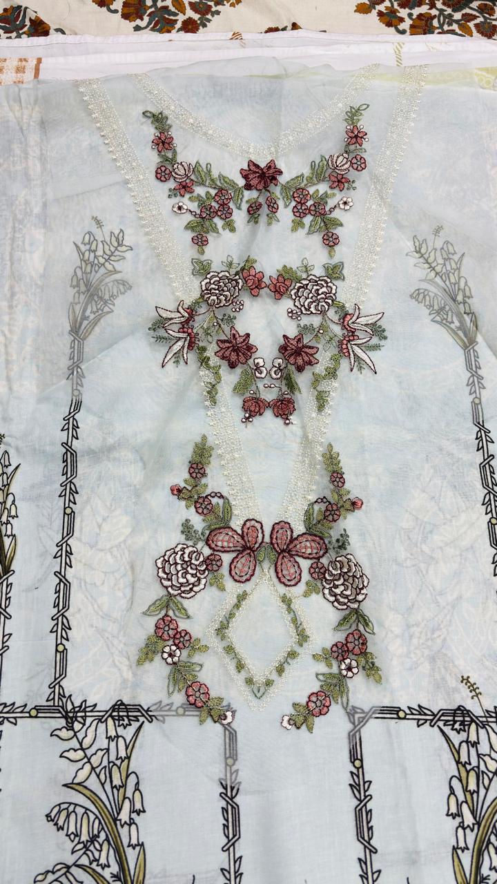 R111 - Unstiched Embroidered with Heavy Patch Cotton Suit
