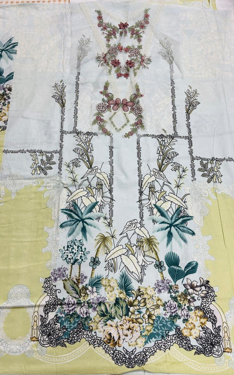R111 - Unstiched Embroidered with Heavy Patch Cotton Suit