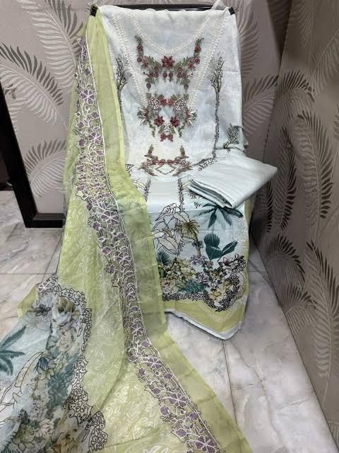 R111 - Unstiched Embroidered with Heavy Patch Cotton Suit