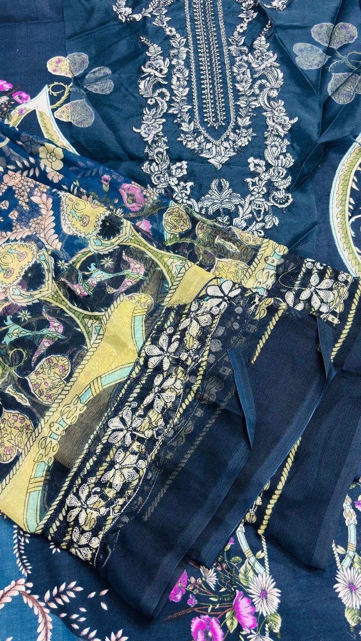 R112 - Unstiched Embroidered with Heavy Patch Cotton Suit