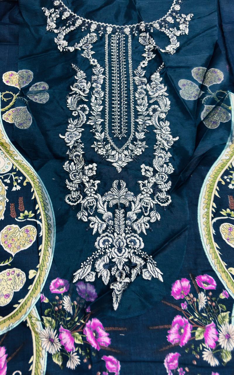 R112 - Unstiched Embroidered with Heavy Patch Cotton Suit