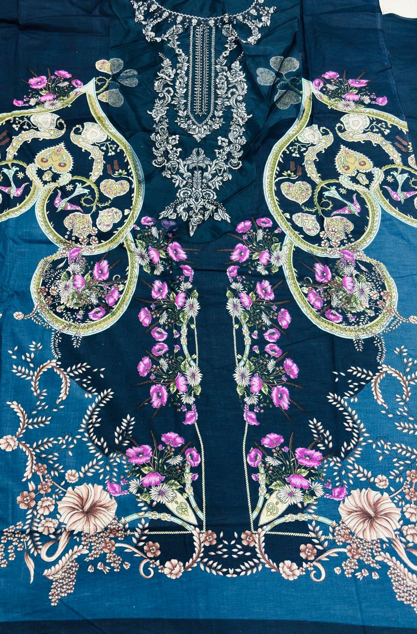 R112 - Unstiched Embroidered with Heavy Patch Cotton Suit