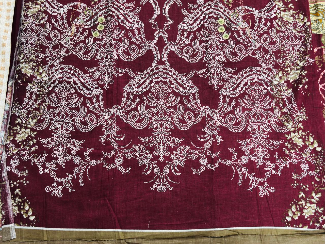 R113 - Unstiched Embroidered with Heavy Patch Cotton Suit