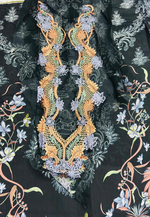 R114 - Unstiched Embroidered with Heavy Patch Cotton Suit