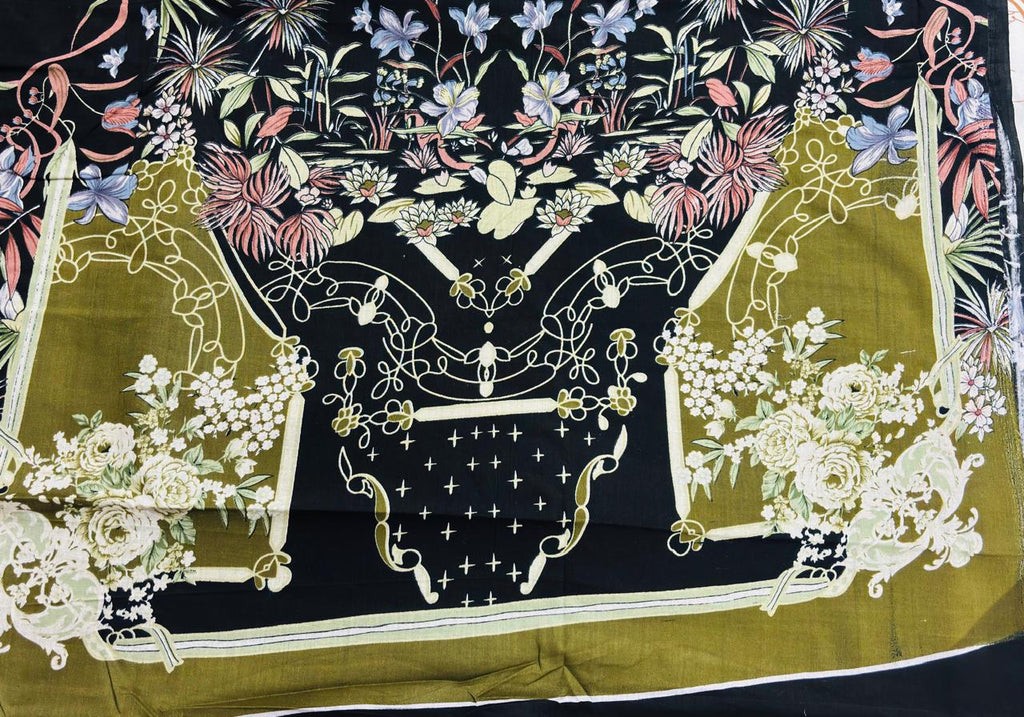 R114 - Unstiched Embroidered with Heavy Patch Cotton Suit