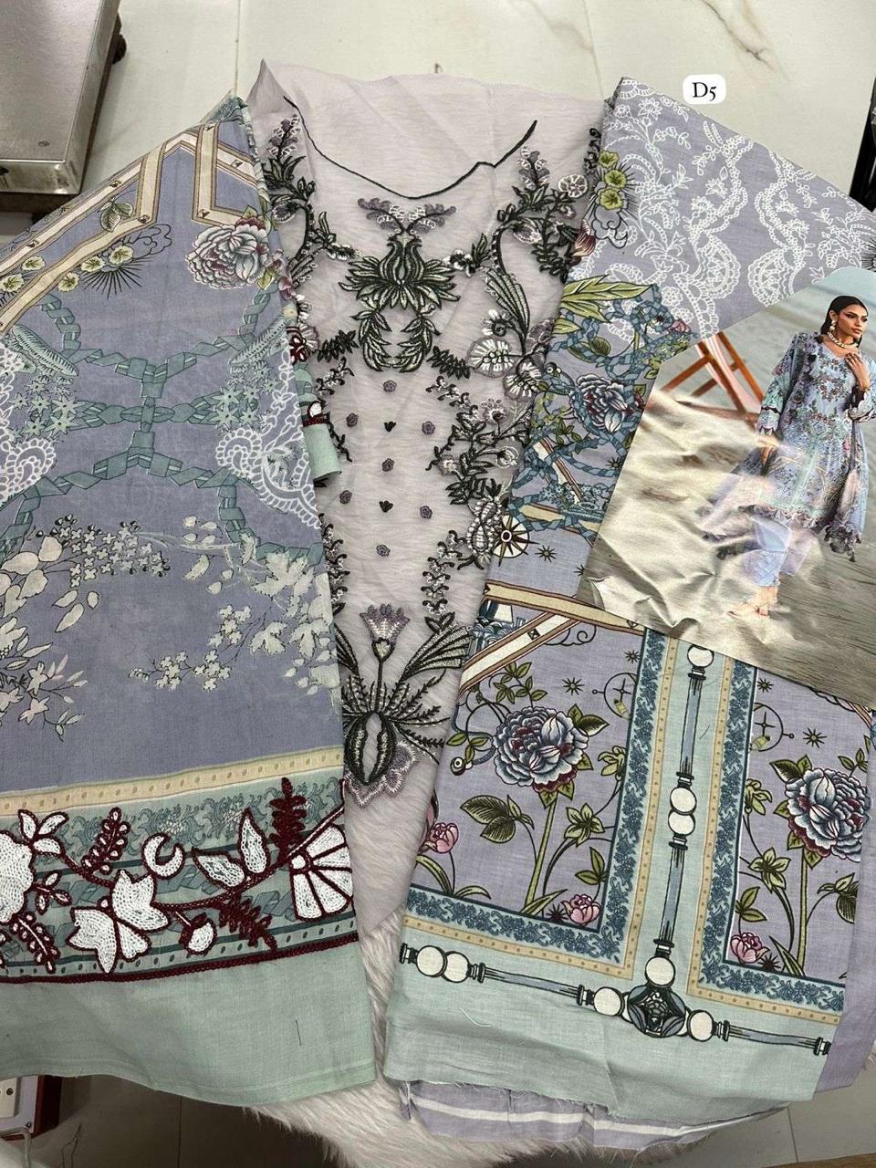 R115 - Unstiched Embroidered with Heavy Patch Cotton Suit