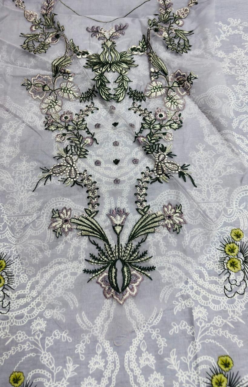 R115 - Unstiched Embroidered with Heavy Patch Cotton Suit