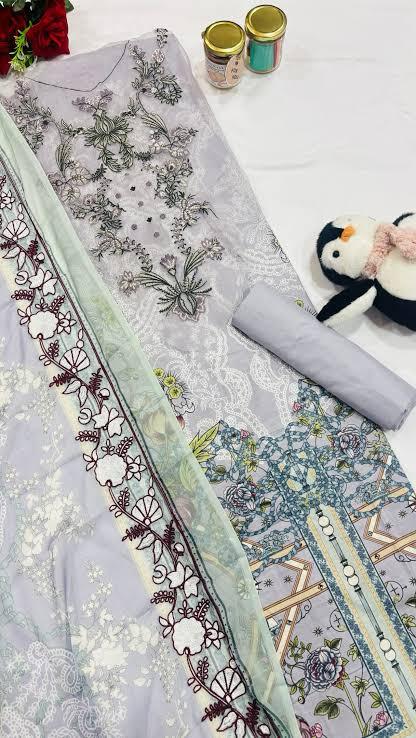 R115 - Unstiched Embroidered with Heavy Patch Cotton Suit