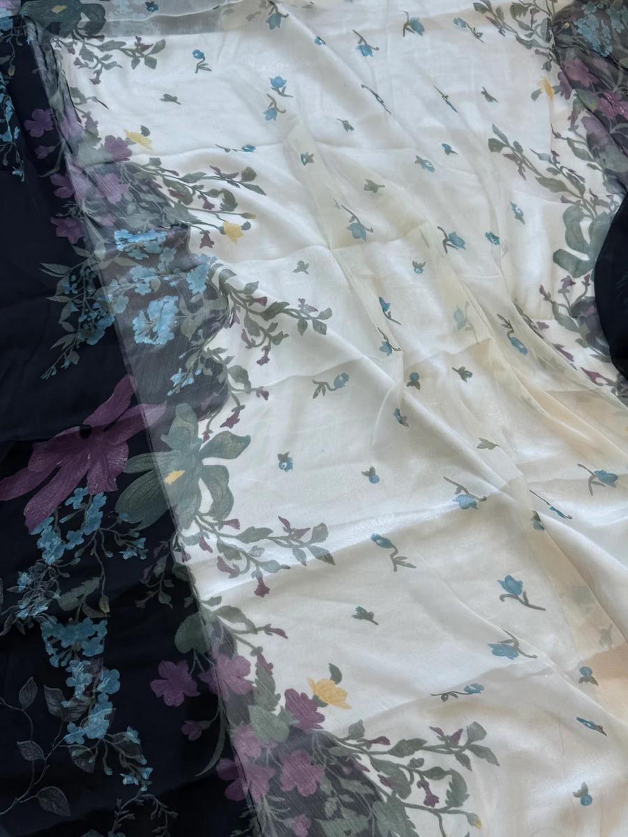 R119 - Unstiched Embroidered Patch Cotton Suit