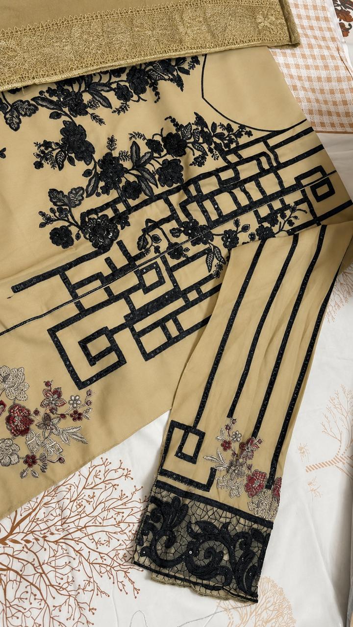 R12 - Unstiched Heavy Embroidered Cambric Cotton Suit