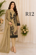 R12 - Unstiched Heavy Embroidered Cambric Cotton Suit