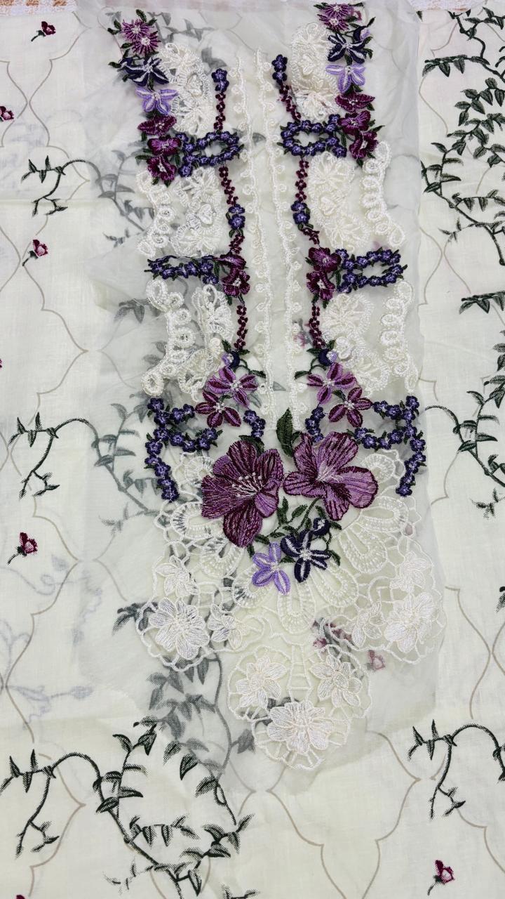 R120 - Unstiched Embroidered Patch Cotton Suit