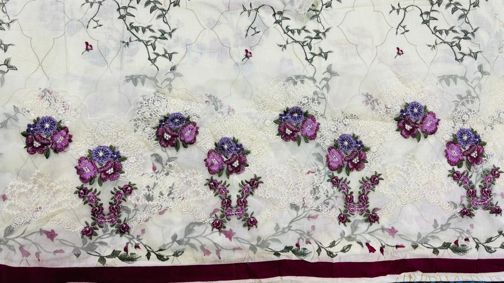 R120 - Unstiched Embroidered Patch Cotton Suit