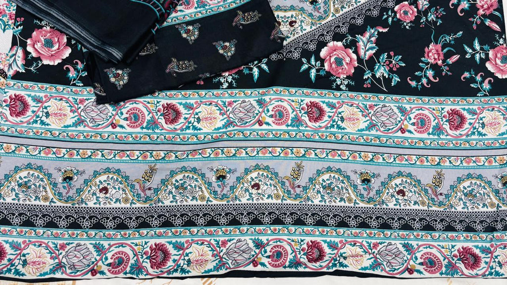 R125 - Unstiched Embroidered Cotton Suit