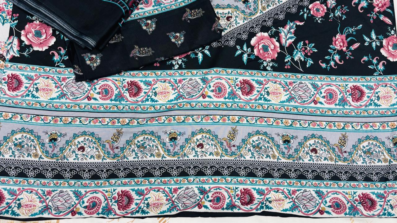 R125 - Unstiched Embroidered Cotton Suit