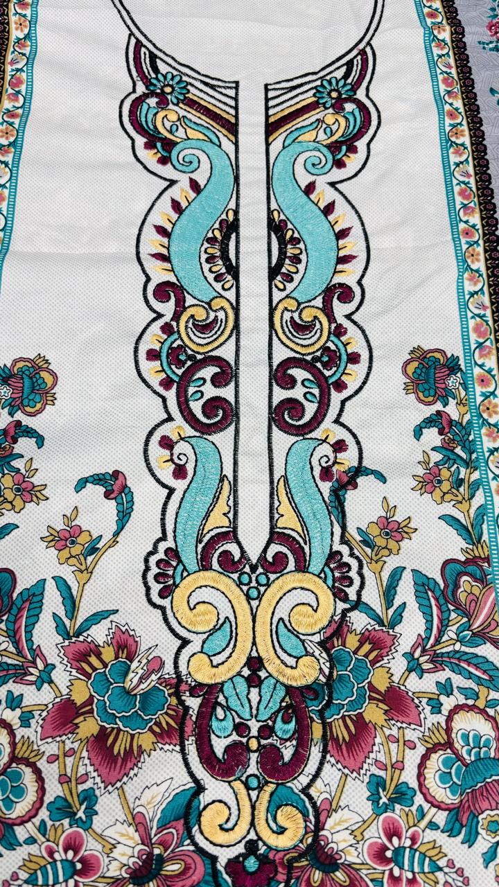 R125 - Unstiched Embroidered Cotton Suit