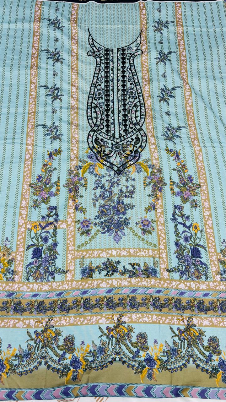 R126 - Unstiched Embroidered Cotton Suit