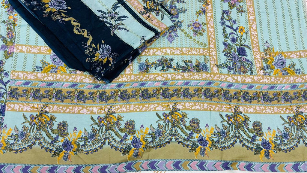 R126 - Unstiched Embroidered Cotton Suit