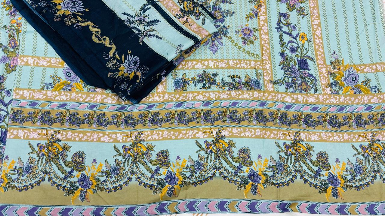 R126 - Unstiched Embroidered Cotton Suit