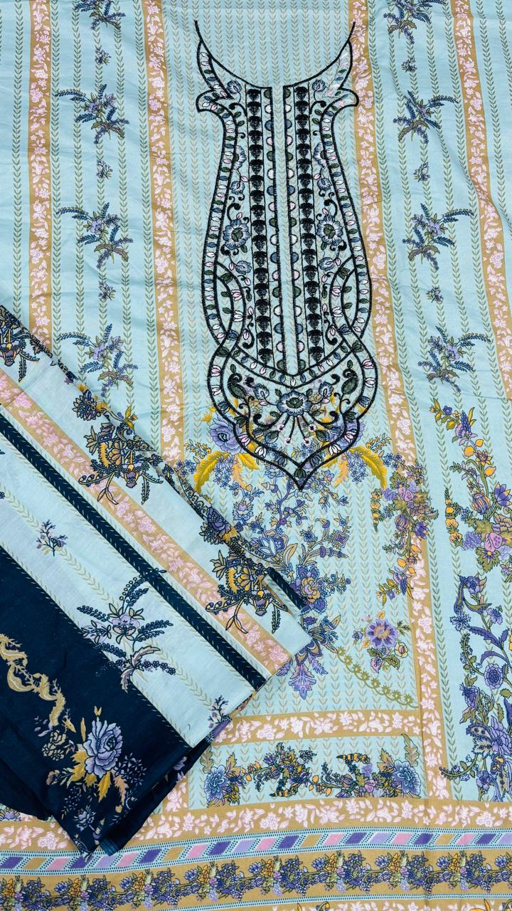 R126 - Unstiched Embroidered Cotton Suit