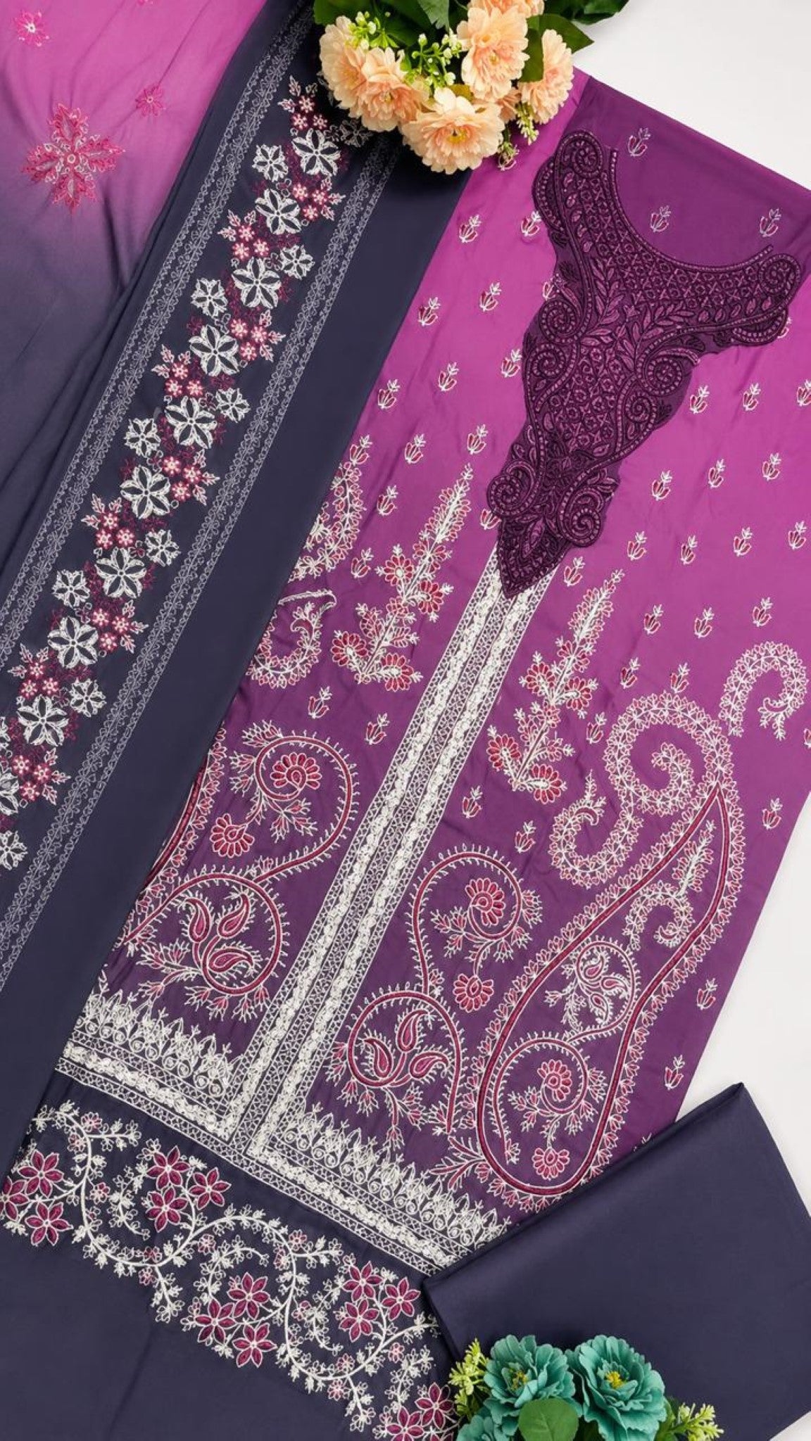 R13 - Unstiched Heavy Embroidered Cambric Cotton Suit