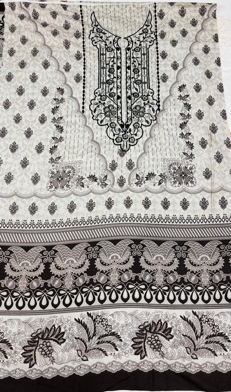 R132 - Unstiched Embroidered Cotton Suit