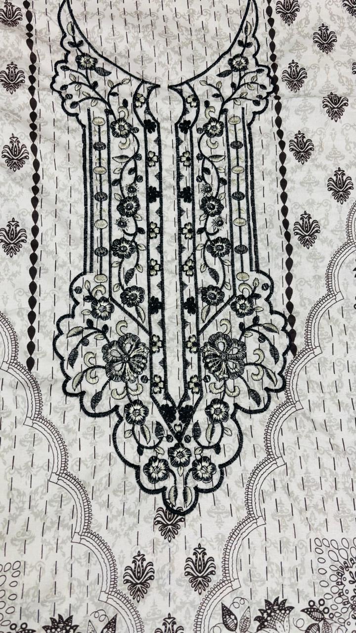 R132 - Unstiched Embroidered Cotton Suit