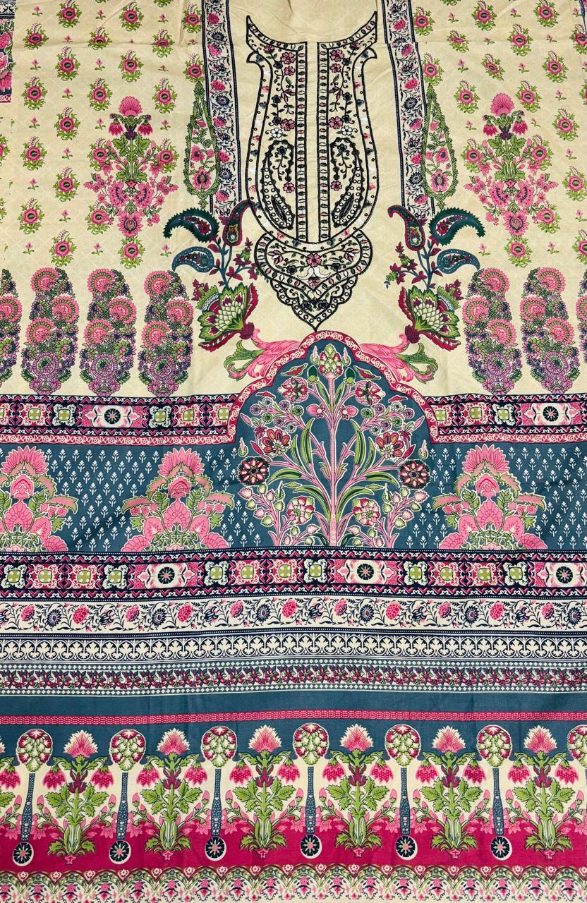R133 - Unstiched Embroidered Cotton Suit