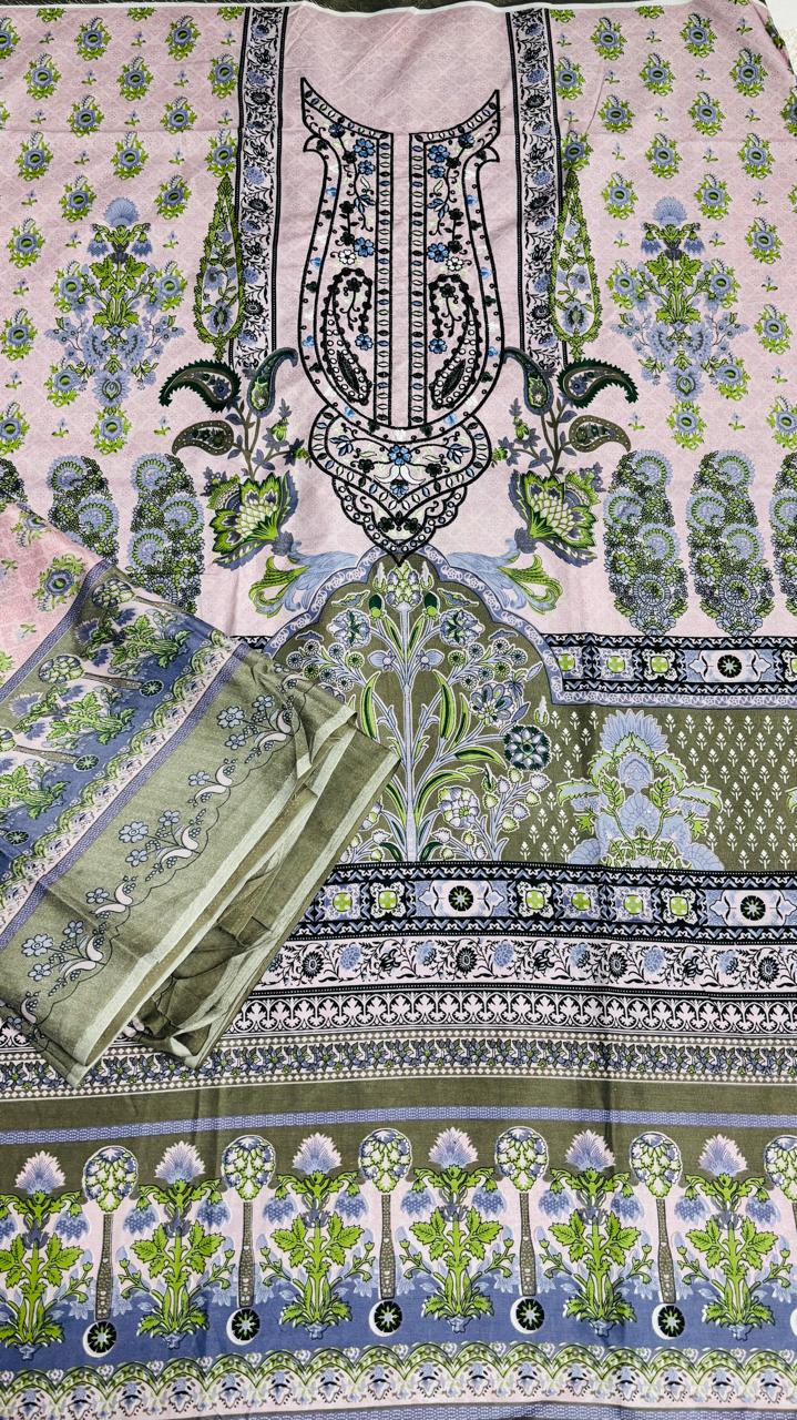 R134 - Unstiched Embroidered Cotton Suit