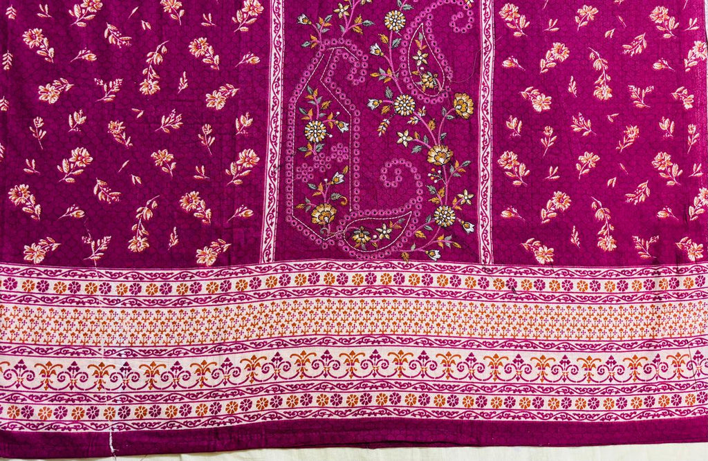 R139 - Unstiched Embroidered Cotton Suit - Purple