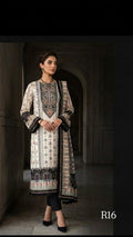 R16 - Unstiched heavy embroidery cotton suit - White