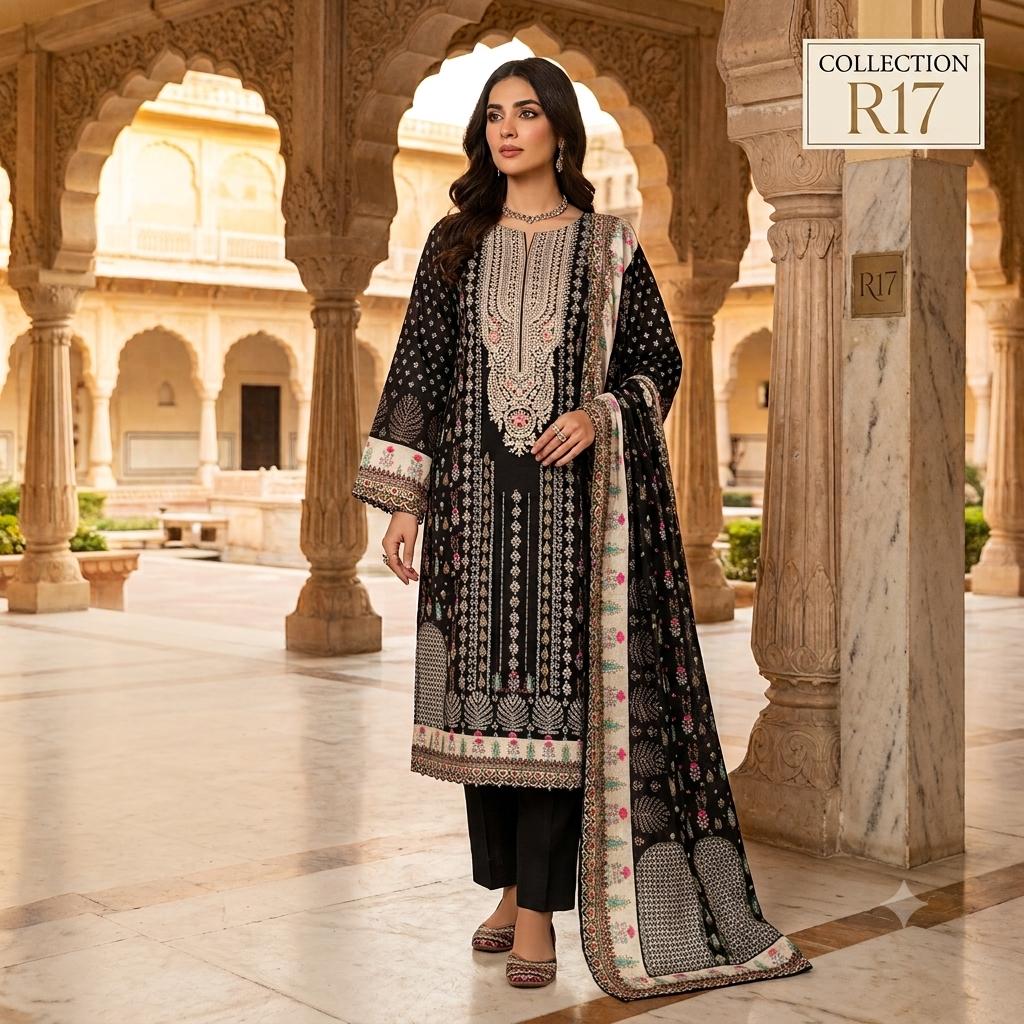 R17 - Unstiched heavy embroidery cotton suit