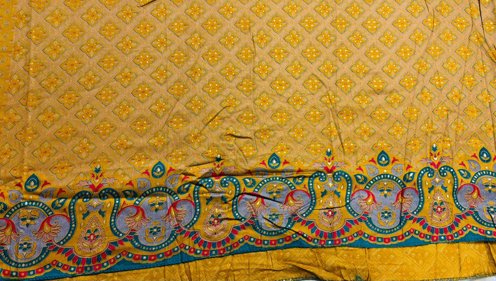 R172 - Unstiched Cotton Silk Suit with Embroidery - Yellow